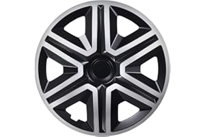 Ohmtronixx Action Radkappen 14 Zoll 4er Set, schwarz/Silber, Radzierblenden aus ABS Kunststoff