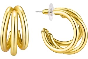 SEVENWELL Masywne kolczyki kreolskie dla kobiet, lekkie kolczyki w kształcie kropli wody, złote krople, z pudełkiem na prezent