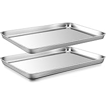 Joyfair Bakplaat, roestvrij stalen ovenplaat met luchtdicht deksel, 31,7 x 24,7 x 5 cm, zwart, anti-aanbak, rechthoekige ovenschaal voor cake/lasagne/brownie, gezond en niet giftig, ovenvast en