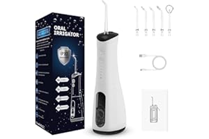 LIVERO Water Flosser for Teeth Portable Oral Irrigator Cordless Water Flosser Electric Tooth Flosser with 4 Modes & 4 Tips Dental Flosser Powerful Battery Life IPX7 Waterproof Ideal for Home & Travel