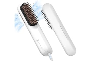 ‎WEBEAUTY webeauty Glättbürste Kabellos, 200 Millionen Negative Ionen Glättungsbürste, Wiederaufladbare Haarglätter Bürste, Tragbare Mini Glättbürste mit Typ C Ladekabel für Reise, Weiß