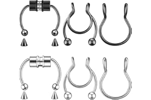 JADIVE 6 Anillos de Nariz Magnéticos Falsos Anillo de Nariz de Tabique Falso de Acero Inoxidable Aro de Nariz Abierto Joyería de Nariz de Clip No Perforante para Mujer Hombre