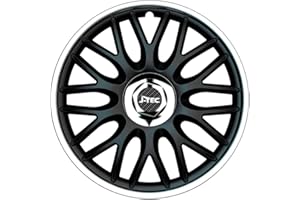 ‎AUTO-STYLE Satz J-Tec Radzierblenden Orden R 14-Zoll Schwarz/Silber + Chrom Ringe