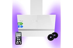 KKT KOLBE EASY609WHCM okap kuchenny 60 cm | bezgłowy okap ścienny | stal nierdzewna | białe szkło | Wi-Fi | automatyczne doładowanie | oświetlenie LED RGB | obsługa SensorTouch | EASY609WHCM