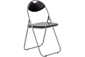 Harbour Housewares Padded Folding Chair Black - Metal Frame Seat with Cushioned Backrest Easy Store Compact Design Durable Office, Dining, Bedroom or Event Seating Max Load 114kg