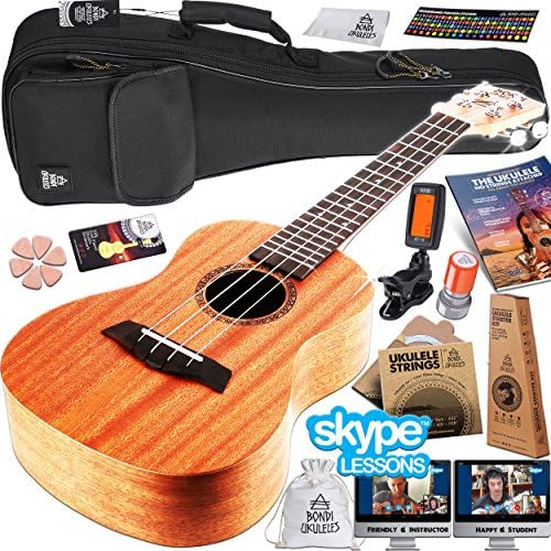 Ukulele Starter Kit (16-Piece-Set) Acclaimed Brand get Official SKYPE Lesson, Videos, Compression Case, No-Scratch Felt Picks, Clip Tuner, Chord Stamp, Poster, Strap, Strings &amp; MORE (Launch Exclusive)