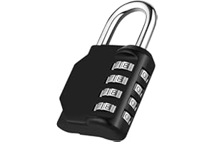 NAGE Schloss mit Zahlencode, Vorhängeschloss mit Zahlencode für Sicherheit im Innenbereich und Langlebigkeit im Freien, Zahlenschloss 4 Stellig, Spindschloss, Zahlen Schloss für Tür (1 Stück, Schwarz)