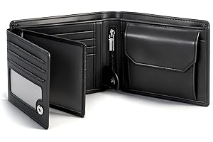 TEEHON Portafoglio Uomo RFID Blocking Portafoglio Uomo Slim Pelle in Microfibra con 13 Porta Carte di Credito Uomo, ID Window, Foto Window, Scomparti per Banconote, Confezione Regalo - Nero