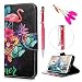 Produktbild iAdvantec Huawei P Smart Hülle, Filp PU Leder Wallet Case Tasche Flipcase : Bookstyle Gemalt Handyhülle mit Soft TPU Innere Schutzhülle in Corylus Flamingo + Stylus Pen + Anti Dust Plug