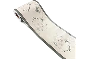 WDRAGON Simple Grey Vine Foral Pattern Wallpaper Border Peel Stick Wall Decal Sticker Bathroom Kitchen Ceiling Border,Waterproof Removable 10cm by 10meters