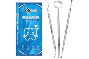 YSCARE Dental Care Set for Oral Care Tartar Plaque Remover Mirror Teeth Whitening Double Head kit Dental 3-Piece Tooth Cleaning Pet Friendly