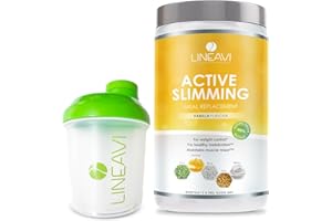 ‎LINEAVI LINEAVI Aktivkost Diät Shake Vanille + Shaker, 500g, Abnehm Shake mit angenehmen Geschmack, Mahlzeitenersatz aus Soja-, Erbsen-, Reis- und Molken Eiweiß, laktose- und glutenfrei