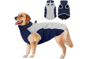 SRJEQC Cappotto Cane Taglia Grande, Cappotto per Cani Grande Riflettenti con Anello a D, Vestito cane taglia media per la stagione fredda cani di taglia media e Grand e Outdoor Sport,Blu Navy 5XL