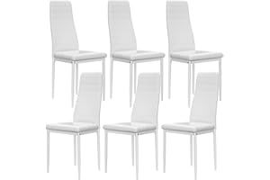 buybyroom Set 6 Sedie Sala da Pranzo, Sedie da Cucina Soggiorno Imbottite Moderne, Adatto per Tavolo da Pranzo, Cucina, Ristorante e Ufficio, Bianche