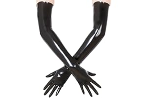 KANGXINSHENG Schwarze Lange Latex Handschuhe für Damen und Herren, Wet Look Handschuhe aus Naturkautschuk Cosplay Kostüm Party Clubwear