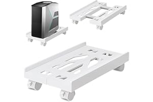 SPORWAY Soporte para CPU para PC, Tamaño Ajustable Soporte para CPU, Soporte para PC Móvil con Ruedas Giratorias con Bloqueo, Carro de CPU Debajo del Escritorio (Blanco)