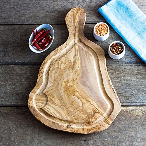 Large Rustic Olive Wood Chopping Board with Jus Groove - Length 40cm