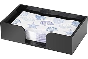 BTSKY Servilletero rectangular de acrílico negro – Servilletas de cena, caja de toallas de invitados para mesa de comedor, cocina, restaurante, fiestas, organizador de almacenamiento acrílico