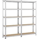 Yaheetech Scaffale x 2 Scaffalature per Garage 180x90x30 cm 175 KG Magazzino a 5 Ripiani Regolabili Alta Portata in Metallo S