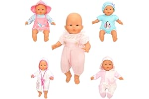 Festfun 5 Pcs Vêtements de Poupée 36cm Pyjama Robe de Poupée Poupon Salopette Habit de Poupée 36-43cm
