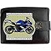 Price comparison product image Suzuki gsxr 750 k9 Blue Image on KLASSEK RFID Mens Wallet Purse Real Black Leather Motorbike Motorcycle Accessory Gift with Metal Box NOT Official Suzuki Merchandise