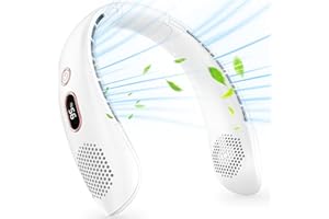 YAZEKY Ventilateur de Cou,Portable USB Ventilateur de cou sans lame Silencieux avec flux d’air à 360°,3 Vitesses Rechargeable Mini Ventilateur Personnel pour Bureau Domicile Voyage En Plein Air(Blanc)