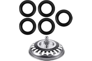 HUGWAIT 5 Stück Siebkörbchen Spüle Dichtungsring, Gummi Ersatz Dichtung Ø 55mm Außen Ø33mm Innen für Siebkörbchen, Lippendichtungen Spüle für Ø78-83mm Siebkorb, Abflussstopfen Dichtungsring Küche Spülbecken