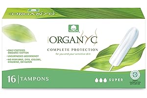 Organyc, Tampones de Algodón Certificado 100% Biológico para Sangrado Abundante - 1 paquete x 16 unidades