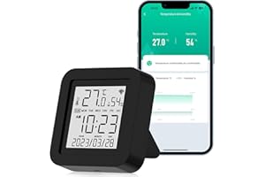 YONGPOW Temperatura Digitale Ambiente Interno Misuratore Umidità Igrometro Display LCD Telecomando Universale IR Smart WiFi intelligente con Sensore Timer Compatibile con Alexa e Google