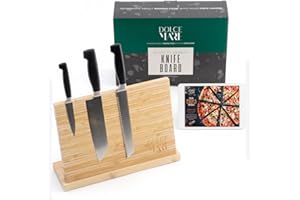 DOLCE MARE Bloc de couteaux magnétique avec aimant extra fort - Planche à couteaux XXL pour vos couteaux ou couverts de cuisine - Bloc à couteaux en bois en bambou déchargé sans couteaux