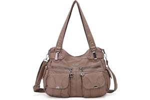 FANDARE Grande Borsa Tracolla Spalla Donna Vintage Bauletto Impermeabile Pelle PU per Shopping Viaggio Partito Work Crossbody Bag Cachi