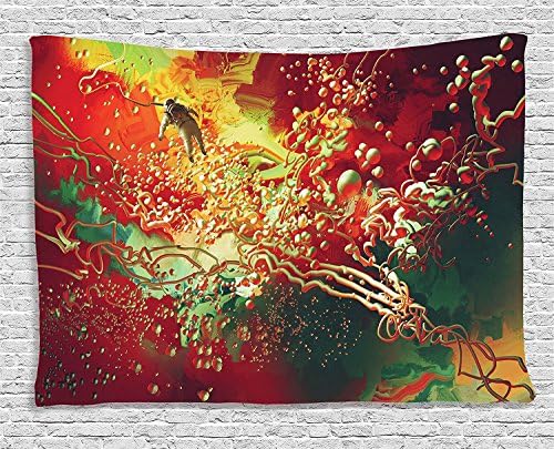 ufdinhaha Fantasy Art House Decor Tapestry, Astronaut Floating with Bubbles Coral Reefs Gravity Sci Fi Graphic Image, Wall Hanging for Bedroom Living Room Dorm, 60WX40L Inches, Multi