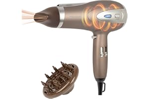 ‎PROFICARE ProfiCare® Haartrockner mit Ionisierungsfunktion 2200W | extra leichter Reiseföhn 3 Leistungsstufen und 2 Gebläsestufen | Haarföhn inkl. Cool-Shot | Föhn mit Diffusor & Formdüse | PC HTD 3113 braun