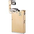 BXFFFCEO Vintage Brass Kerosene Lighter, Retro Metal Open Flame Lighter, Windproof, One-Button Automatic Ignition, High-End, Brass, Cotton Core
