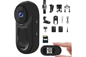 ZEERKEER Magnetic Mini Body Camera 64G TF Card 120° Wide-angle 1080P Action Camera with 360° Back Clip Thumb Size Body Cameras with Audio and Video, Hands-Free POV Recording Helmet Cam for Cycling, Motorcycl