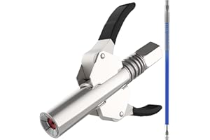 Teklemon Raccord de Pistolet à Graisse, G Coupler Embout Pompe à Graisse, Coupler Pince de Verrouillage Pistolet à Graisse, Facile à Presser, Raccord D‘embout de Pistolet à Graisse avec Tuyau de 30cm