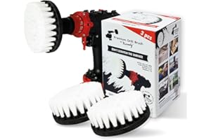 Kornely Brosse de Perceuse Premium – Extra-Souple 13 cm Blanche Lot de 3 | Brosse de Nettoyage Anti-Rayures pour Moquette, Tissu ameublement, Cuir, Verre, Meubles et Intérieur Voiture