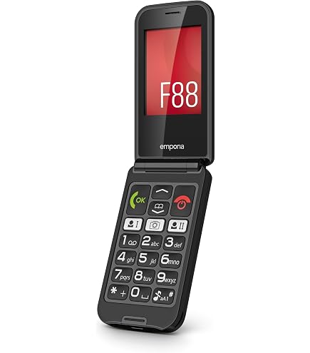 Emporia JOY-LTE | Seniorenhandy 2G | Cellulare pieghevole senza contratto | Cellulare con pulsante di emergenza | Display da 2,8 pollici | Nero
