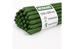 MOHOME Bastoncini Supporto Piante Rampicanti Set 25 Cannette Acciaio Plastificato Bastone 1,1 Ø x 120 cm Tutore Verde Giardino Orto Pomodori Melenzane