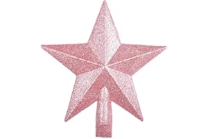 Ayrsjcl 20 Cm Árbol Navidad Chispa Estrella Brillante Árbol Navidad Topper Decoración Adornos Decoración del Hogar (Rosa)
