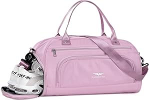 FIORETTO 30L Womens Weekend Bag Overnight Hospital Bag with Shoes Compartment & Wet Pocket, Water Resistant Gym Bag Duffle Bag Travel Bag Holdall for Women Men Pink