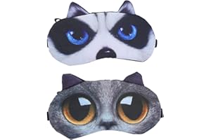 LMOGWL Set mit 2 niedlichen Katzen und Hendemustern Schlafaugenmask, Augermaske weich und flauscwig Schlafschattenabdeckung Rest Reise Schlafmask Kinder Jungen M ä dchen Frauen Daydream Schlafmask