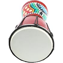 Tambour Djembe Africain A-Star 5 Pouces - Bois Et Peau De Chèvre Naturelle - Peint Main - Hauteur 25cm