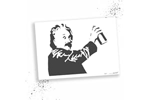 LaserCad Pochoirs BANKSY Streetart (B37, Albert Einstein Sprays (2 couches), DIN A5) Pochoir pour aérographe, graffiti, art, décoration