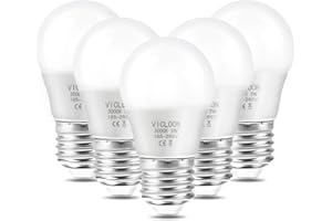 Vicloon E27 LED bulb, pack of 5, G45 LED bulb, 3 W, replaces 25 W incandescent bulbs, 280 lumens, 3000 K warm white, AC 220 V-240 V, not dimmable, E27 energy saving bulb, 270° beam angle LED globe