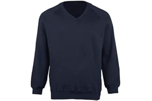 FAIRY TRENDZ LTD Adults Kids Boys Girls Unisex School Uniform V Neck Jumper Sweatshirt Plain Pull Over Top