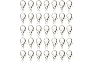 TWEAL Catenacci per Aragosta,100 Pezzi Chiusure Moschettoni per Gioielli Artigianali Fai-da-te che Braccialetto Collana (Argento 12MM）