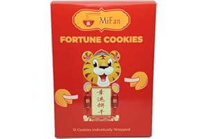 MiFan Fortuna Box - Biscotti della Fortuna Cinesi, Biglietti Profetici, Auguri in Italiano, Confezioni Varie, Sapore Vaniglia (12 Pezzi)