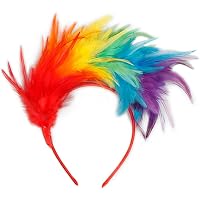MWOOT 1920er Feder-Haarschmuck Stirnband – Regenbogenfedern Mit Künstlichen Blumen, Für Gay Pride, Partys & Kostüme