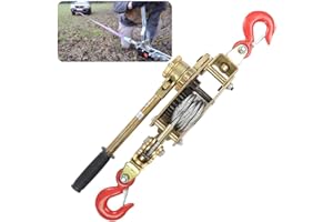 AOCAY Polipasto Manual de Tracción Cabrestante, Multifunción Trinquete Cabestrante Manual de Palanca con 1.3/1.5m Cables y 2 Gancho, Diseño Anti-Retroceso, Tracción: 2/3/4 Tonelada